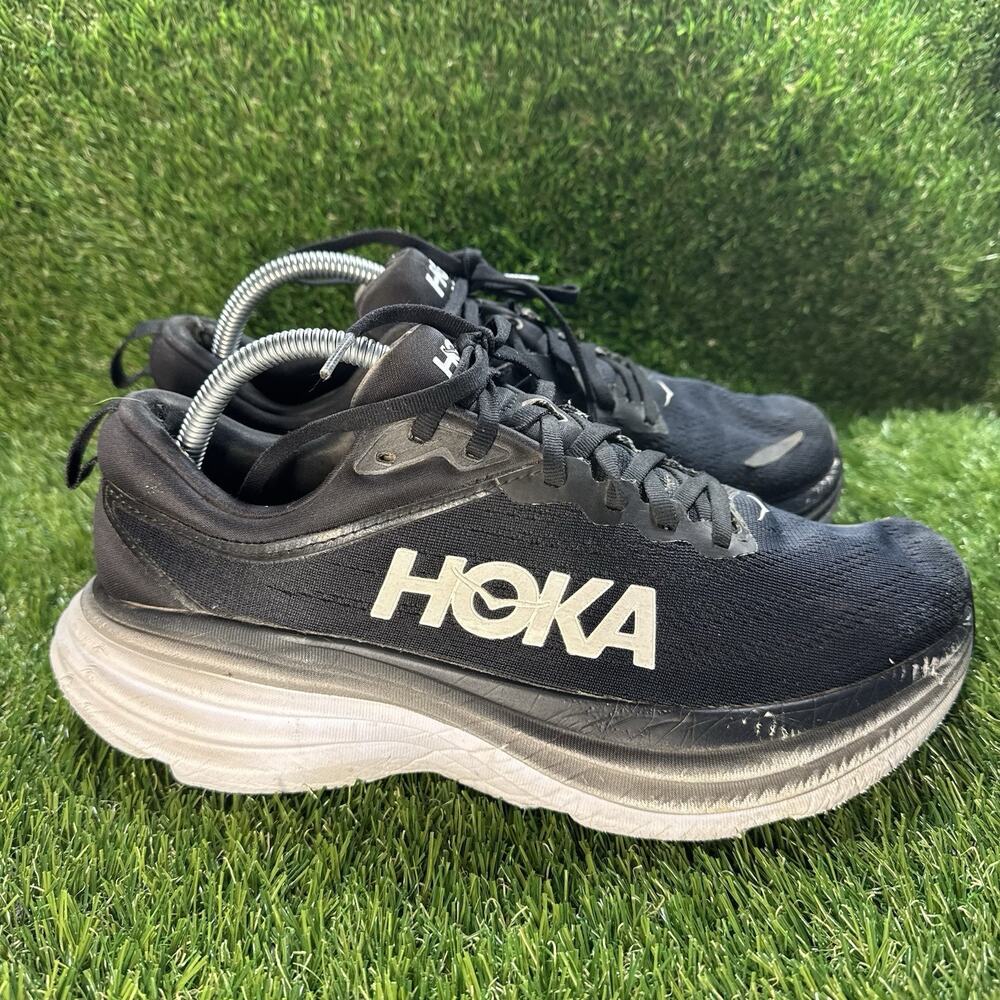 HOKA Bondi 8 Running Shoes Black Lightweight & Comfortable Men's Size 9.5 US